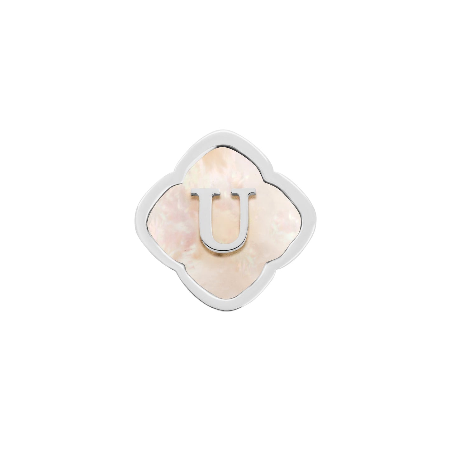 Rosette Pearl Clover Charms (Silver) - Initials