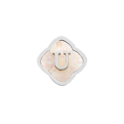 Rosette Pearl Clover Charms (Silver) - Initials