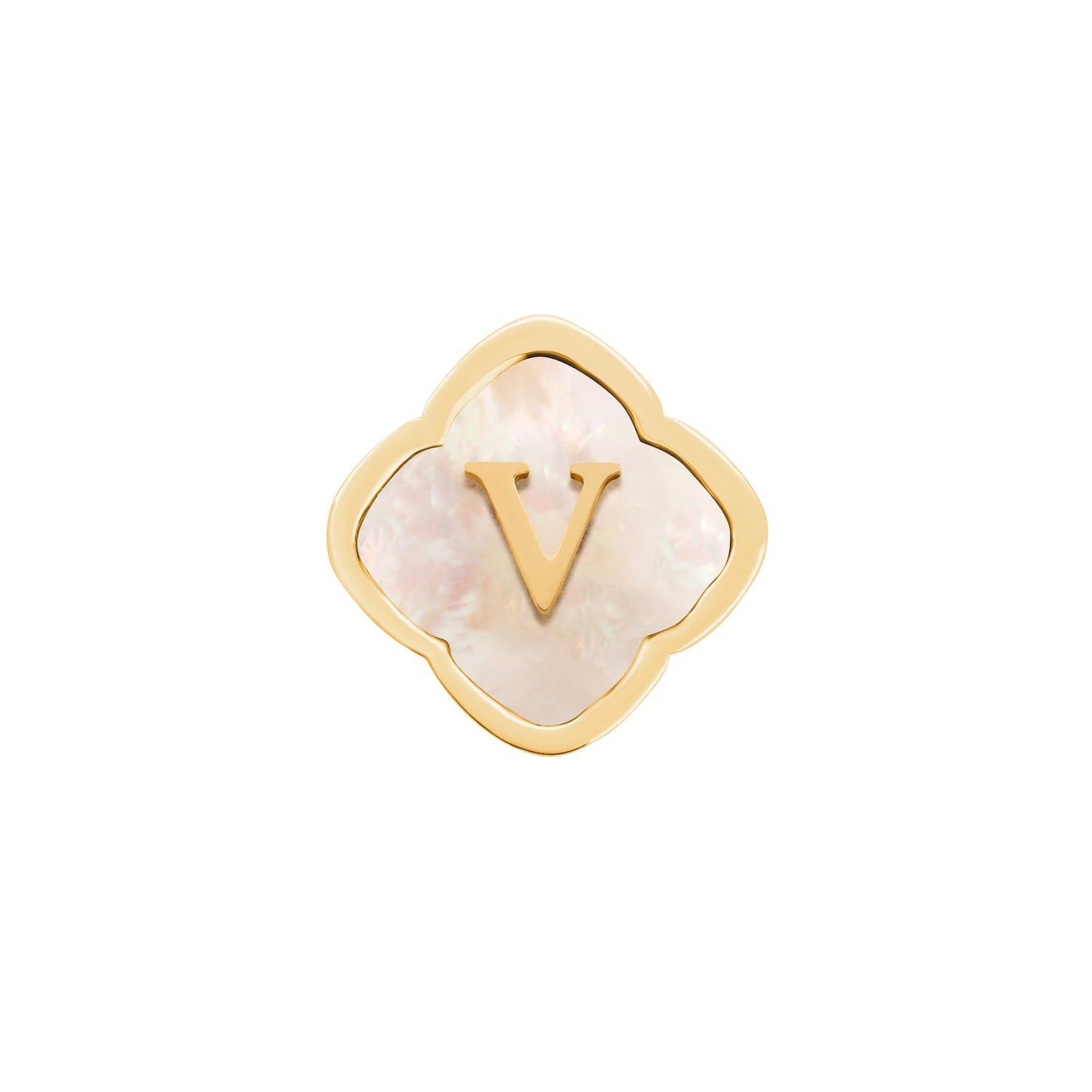 Rosette Pearl Clover Charms (Gold) - Initials