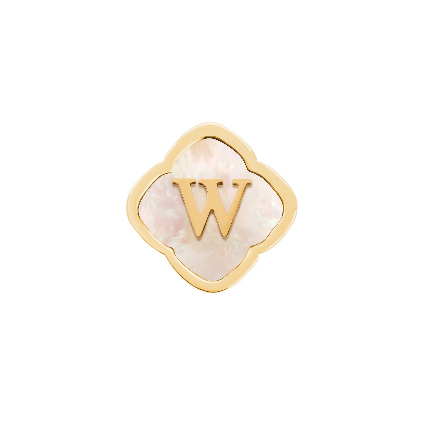 Rosette Pearl Clover Charms (Gold) - Initials