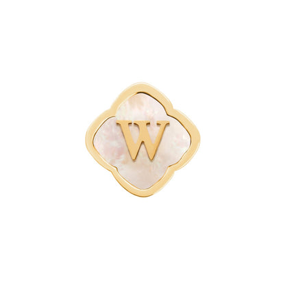 Rosette Pearl Clover Charms (Gold) - Initials