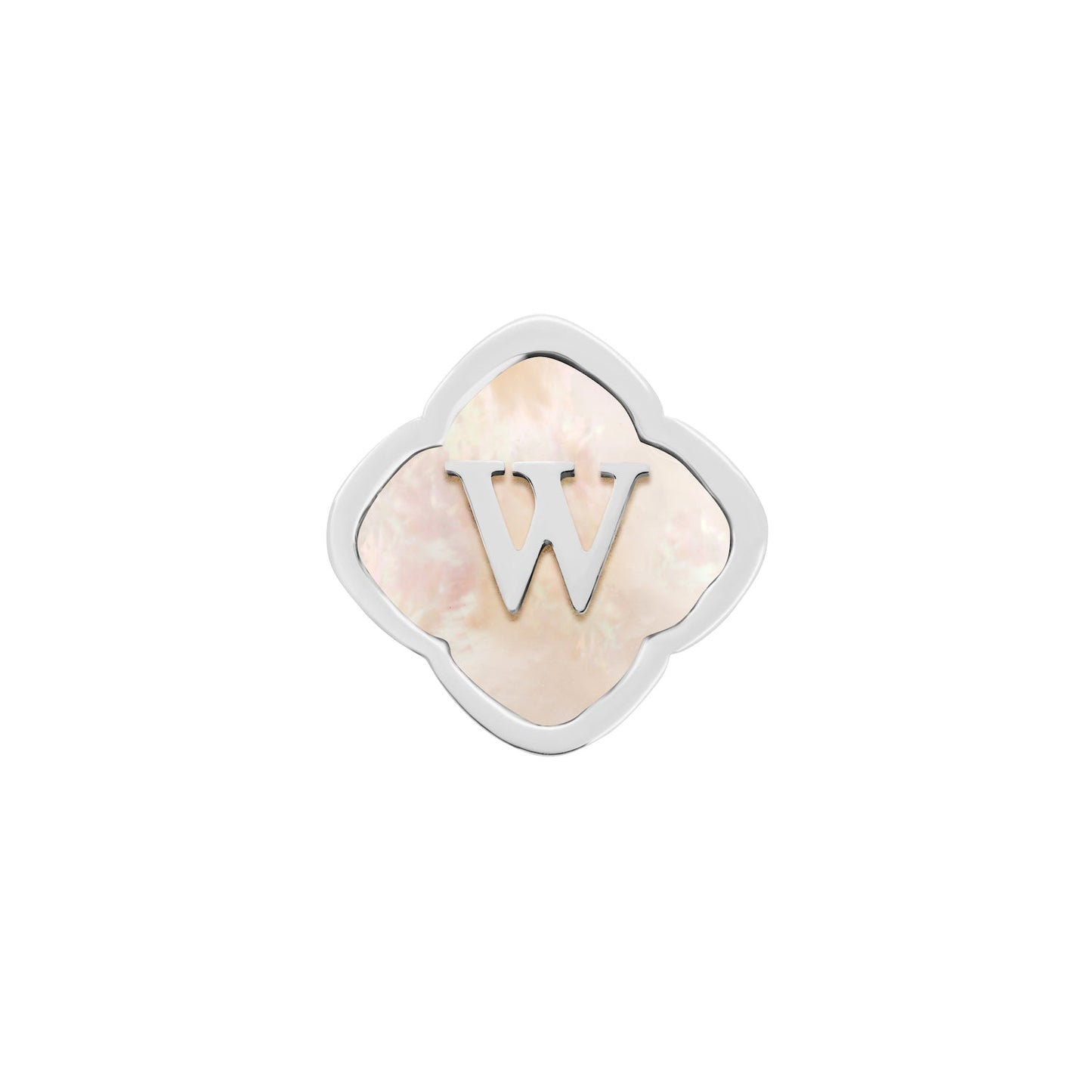 Rosette Pearl Clover Charms (Silver) - Initials