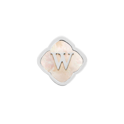 Rosette Pearl Clover Charms (Silver) - Initials