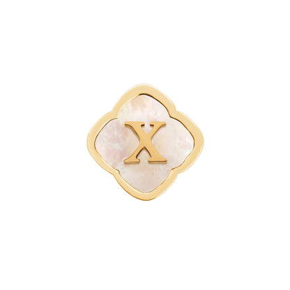 Rosette Pearl Clover Charms (Gold) - Initials