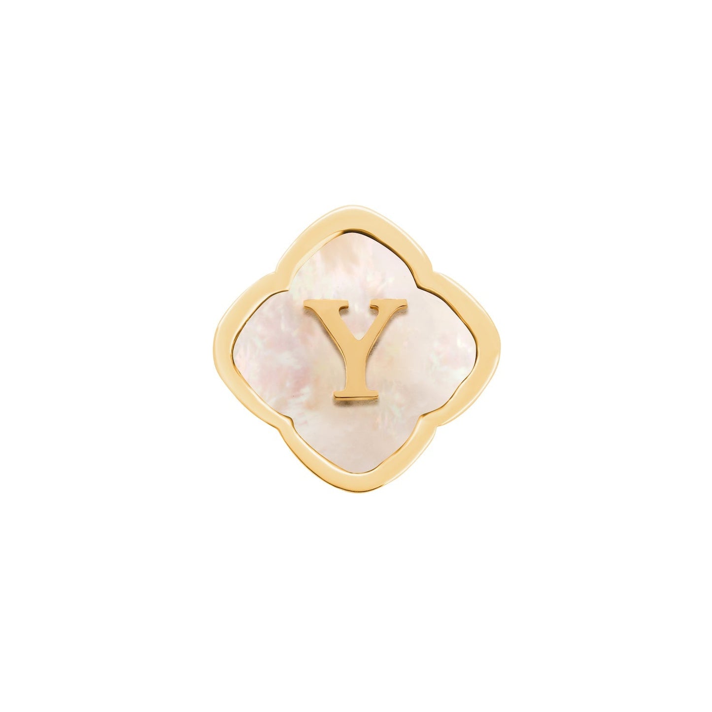 Rosette Pearl Clover Charms (Gold) - Initials
