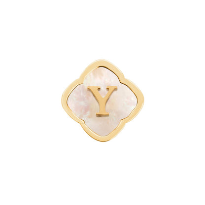 Rosette Pearl Clover Charms (Gold) - Initials