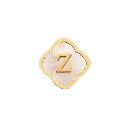 Rosette Pearl Clover Charms (Gold) - Initials