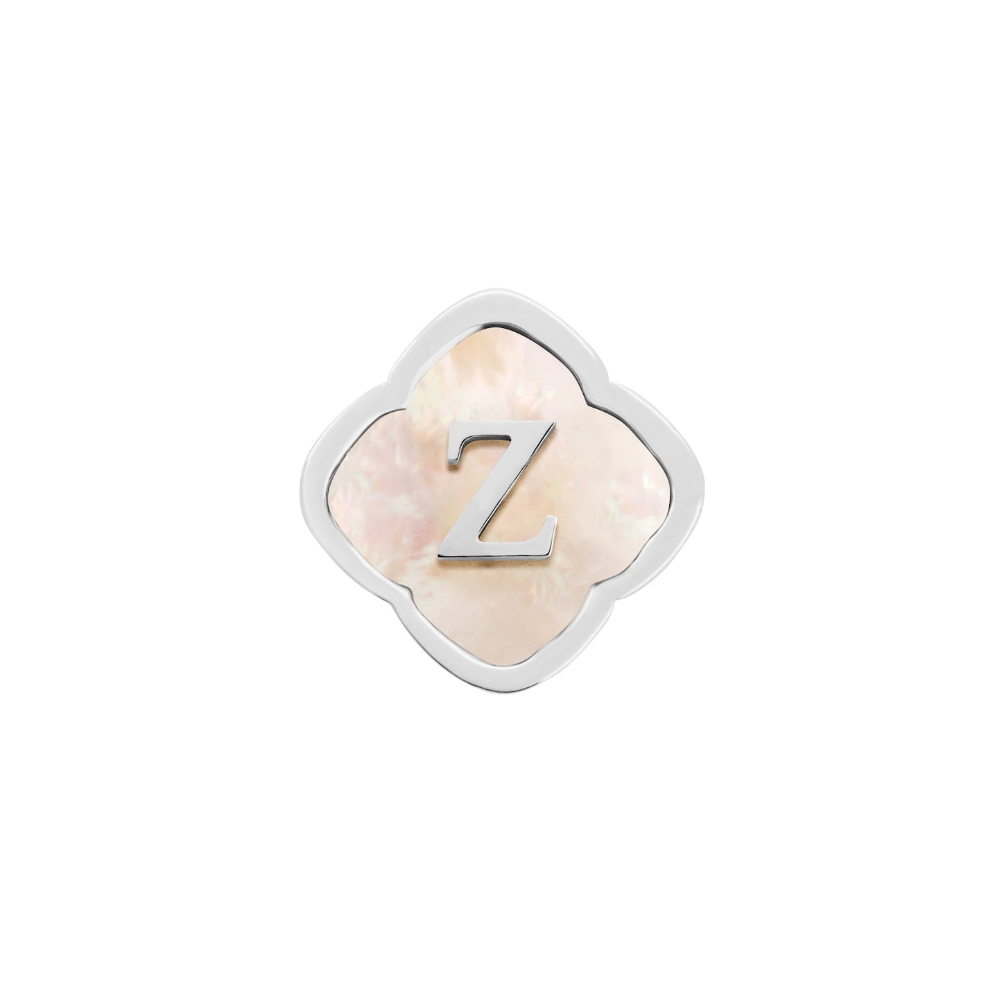 Rosette Pearl Clover Charms (Silver) - Initials