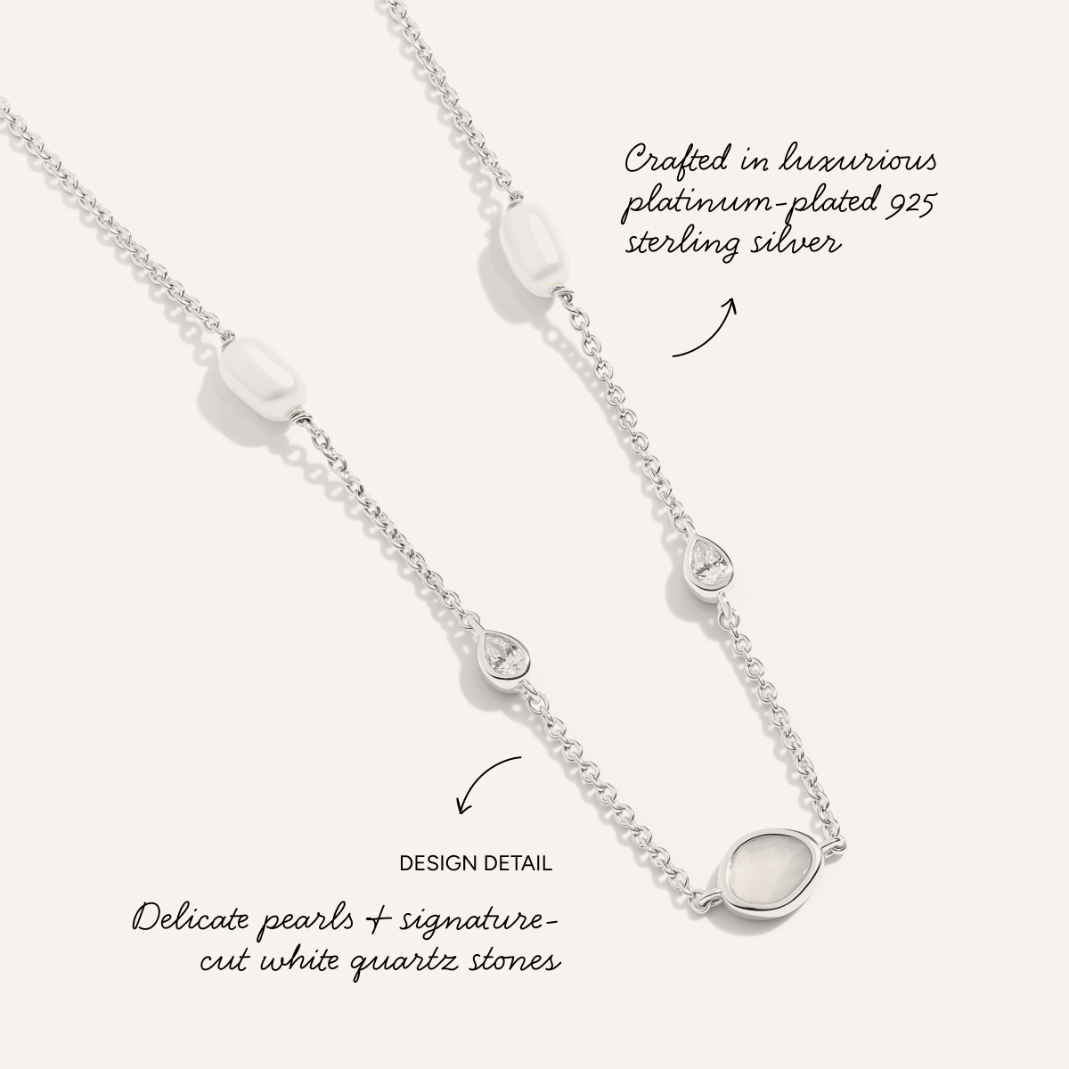 Modern Elegance Quartz & Pearl Jewellery Set (Silver)