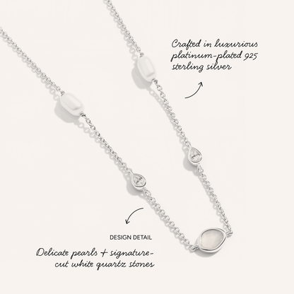 Modern Elegance Quartz & Pearl Jewellery Set (Silver)