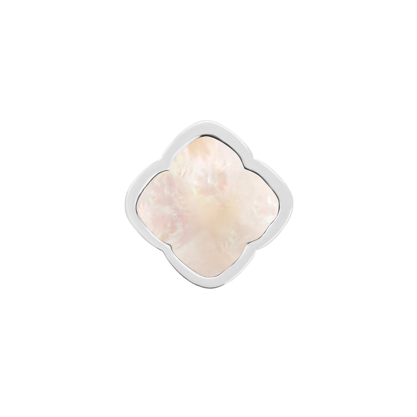 Rosette Pearl Clover Charms (Silver) - Plain Clover