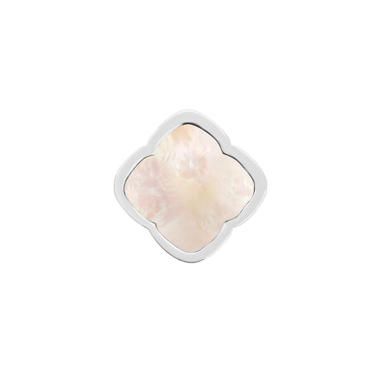 Rosette Pearl Clover Charms (Silver) - Plain Clover