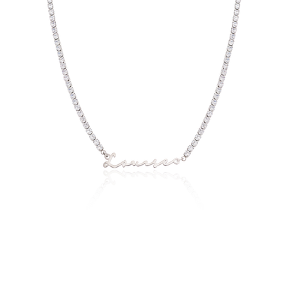 Matching 'Mini & Me' Signature Name Necklace Set (Silver)