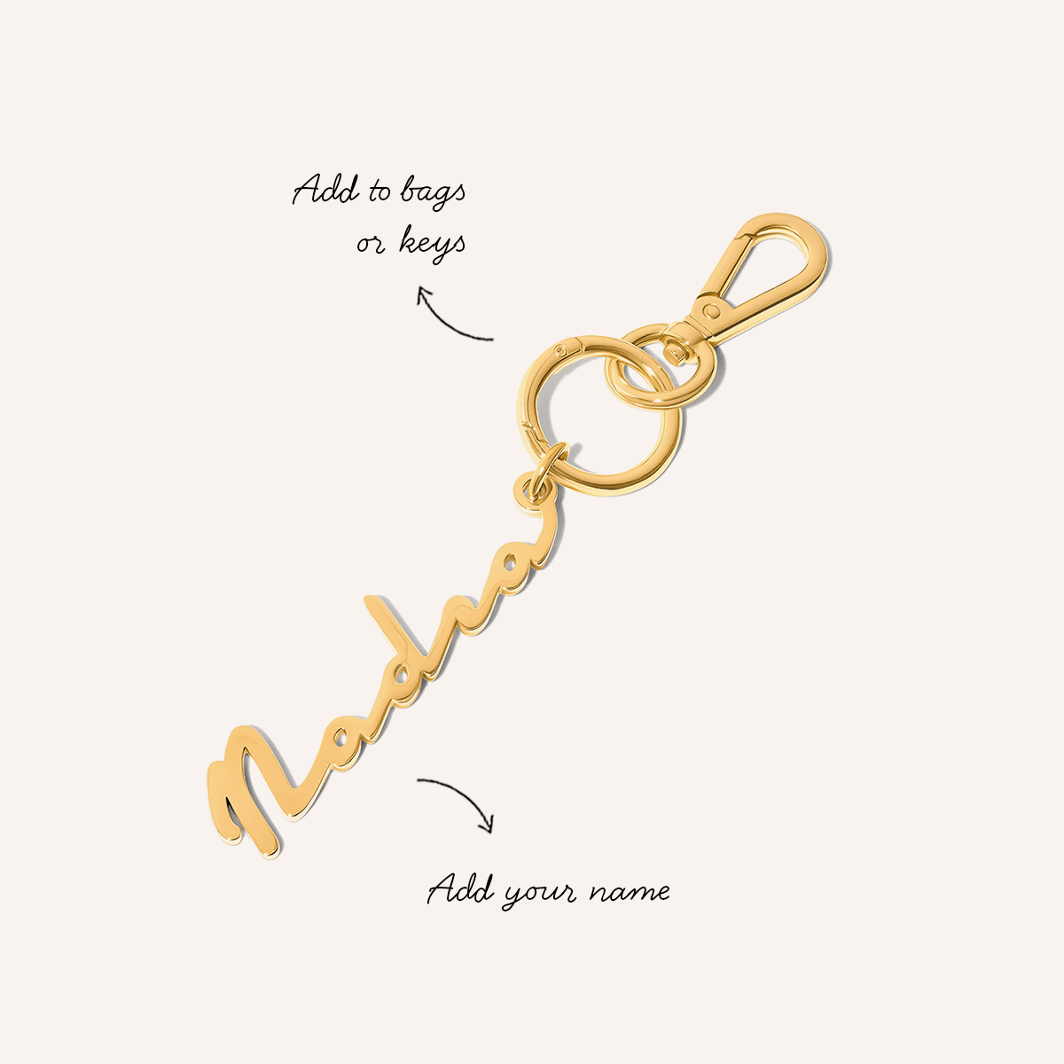 Personalised Name Bag Charm (Gold)