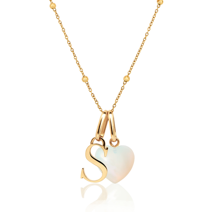 Personalised Initial & Birthstone Necklace - Gold