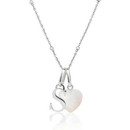 Personalised Initial & Birthstone Necklace - Silver