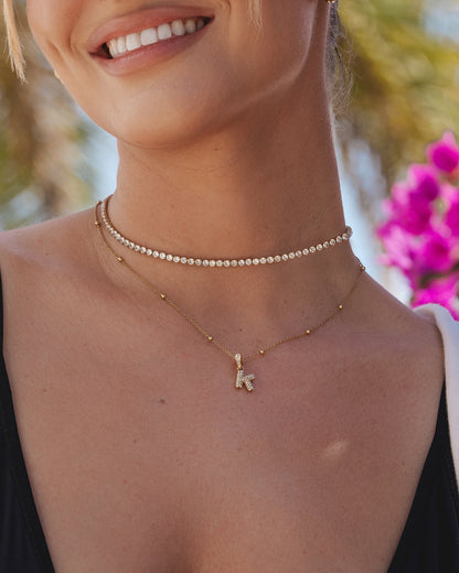 Bubble Initial Sphere Necklace - Gold