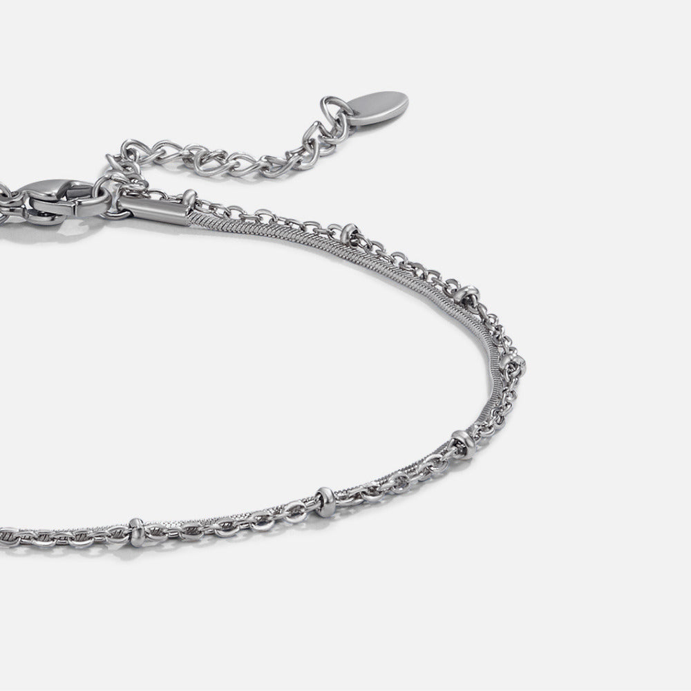 Pia Silver Layered Anklet