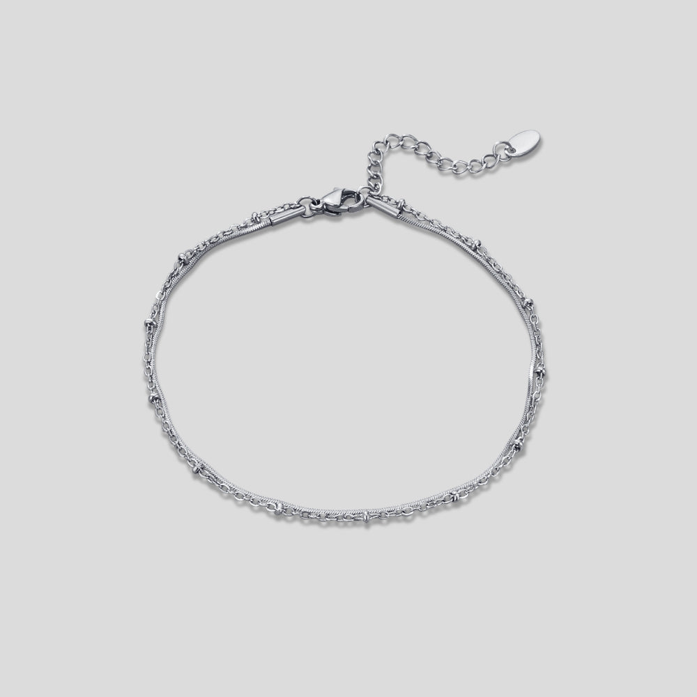 Pia Silver Layered Anklet
