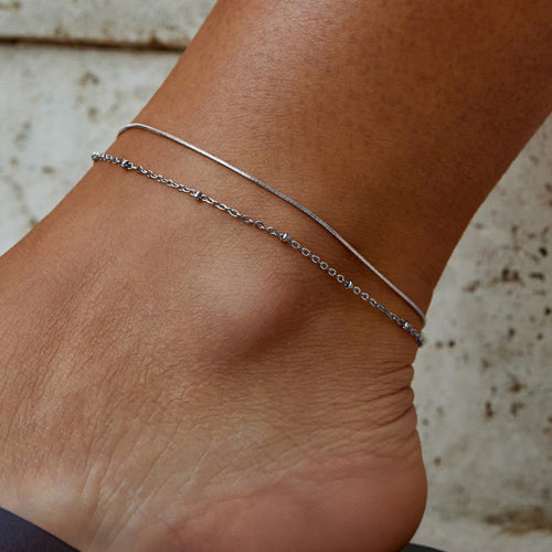 Pia Silver Layered Anklet