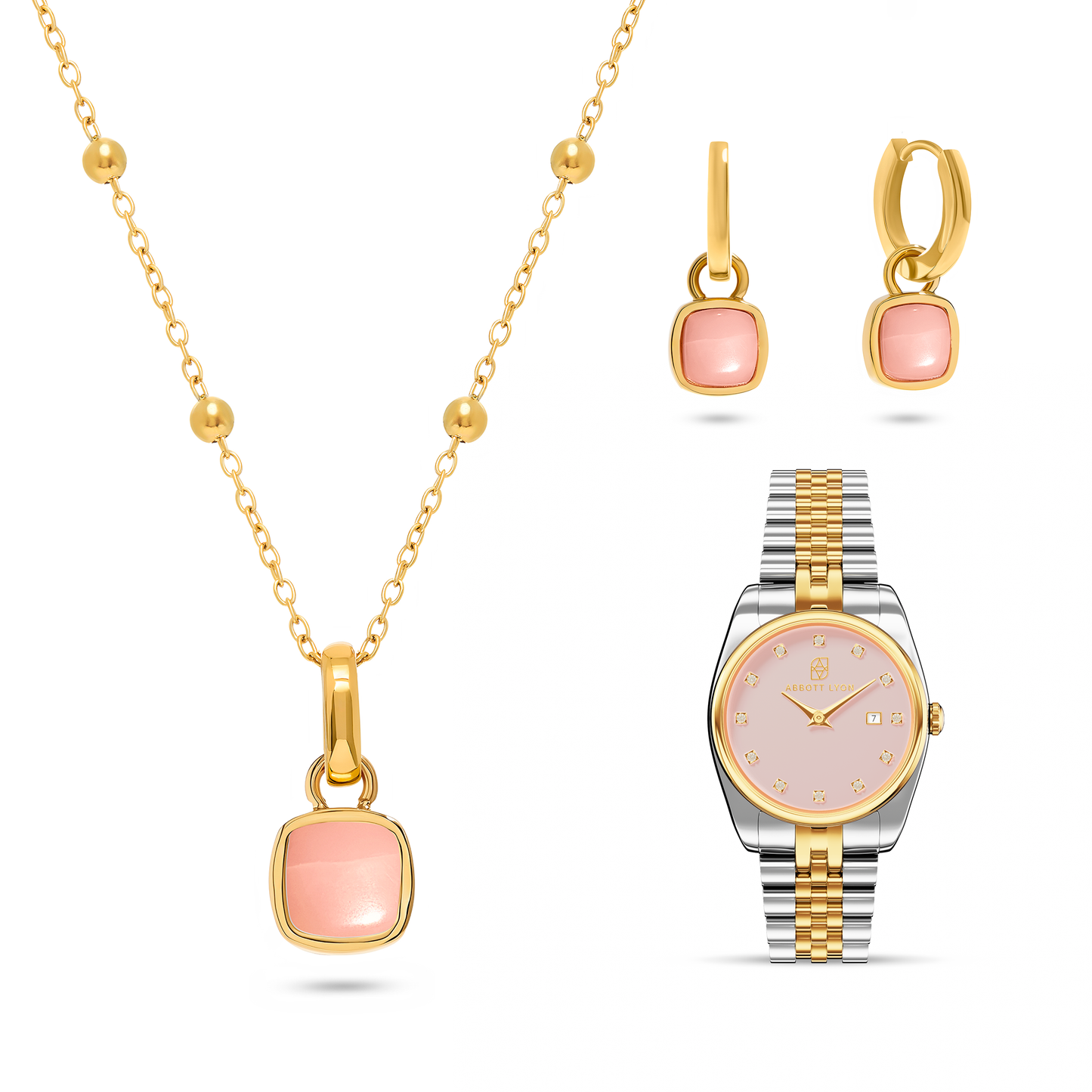 Pale Pink Opal Cushion Set (Gold)