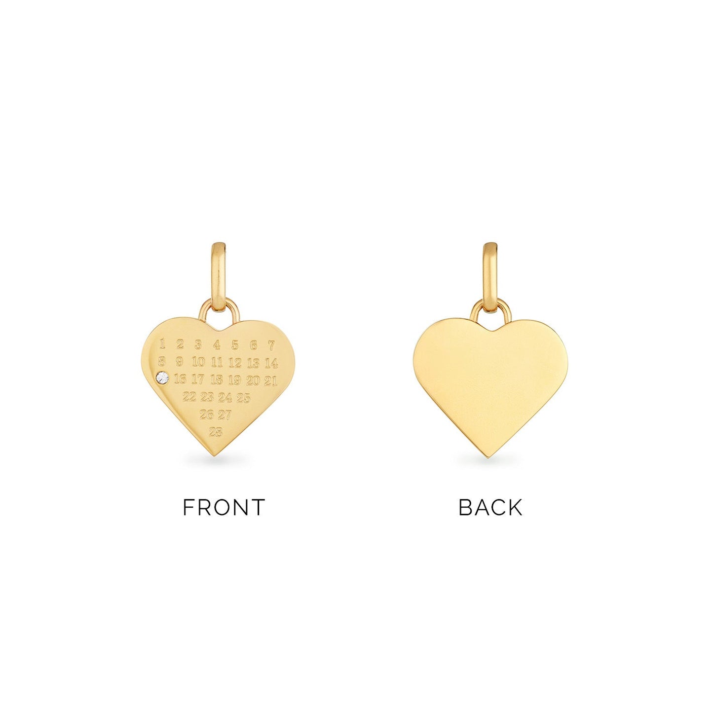 Custom Calendar & Fingerprint Heart Necklace (Gold)