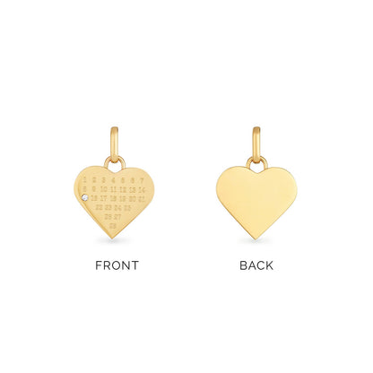 Custom Calendar & Fingerprint Heart Necklace (Gold)
