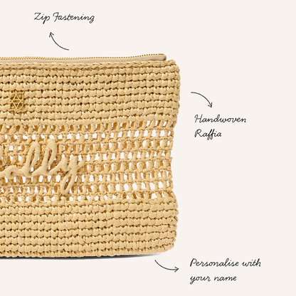 Personalised Raffia Pouch (Natural)