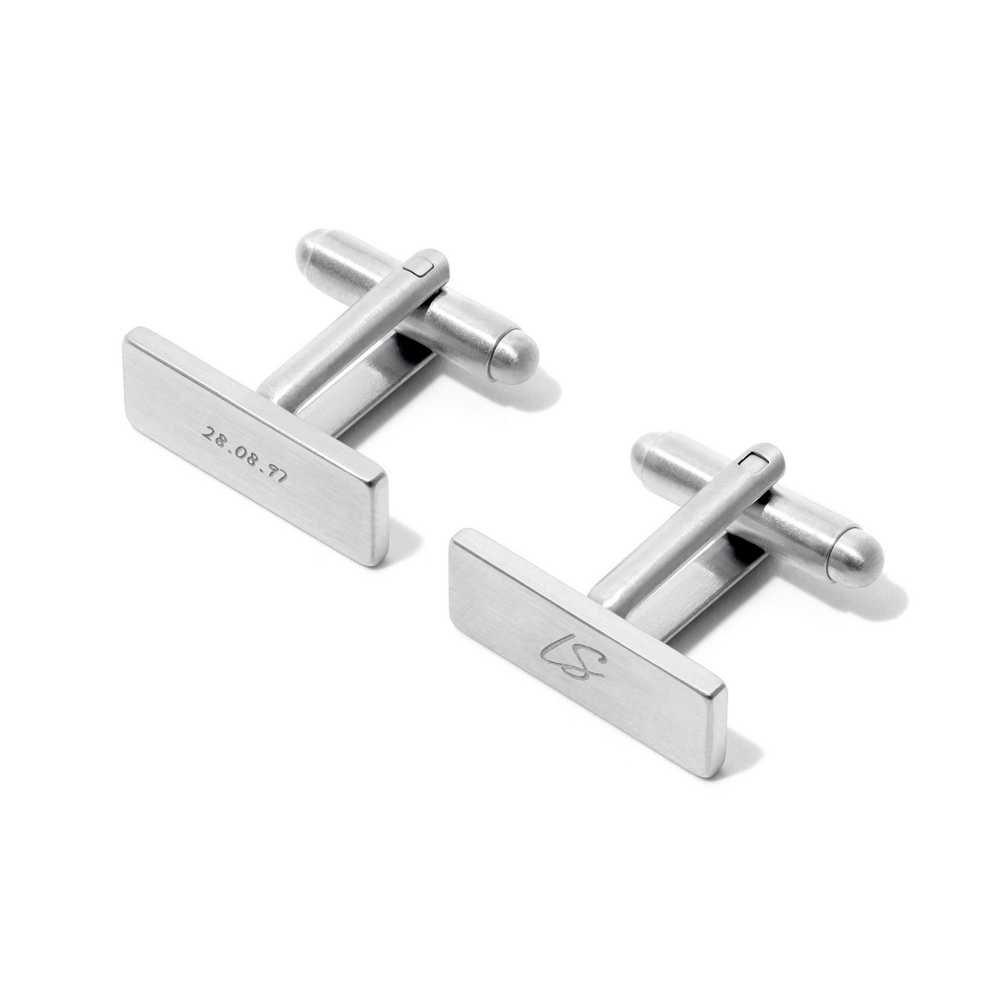 Knife Edge Rectangular Engravable Cufflinks (Silver)