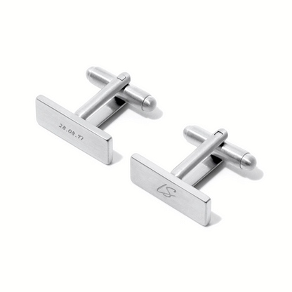 Knife Edge Rectangular Engravable Cufflinks (Silver)