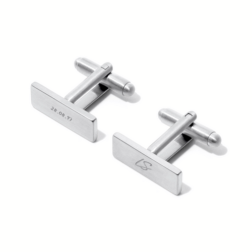 Knife Edge Rectangular Engravable Cufflinks (Silver)