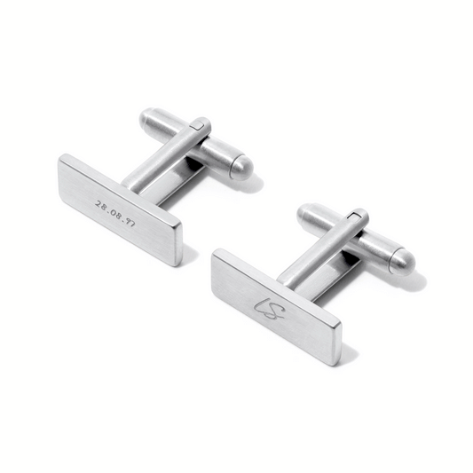 Knife Edge Rectangular Engravable Cufflinks (Silver)