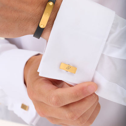 Knife Edge Rectangular Engravable Cufflinks (Gold)