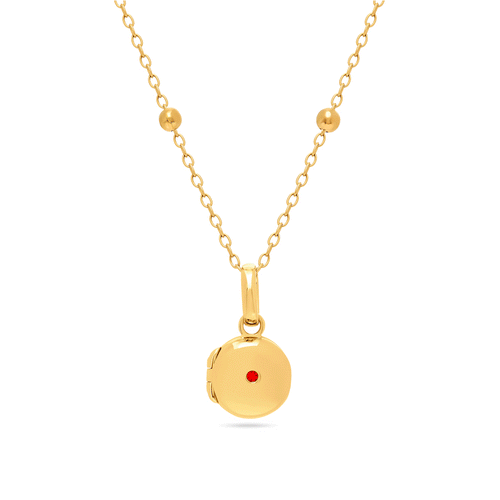 Round Photo Locket Sphere Necklace (Gold)