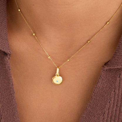 Round Photo Locket Sphere Necklace (Gold)