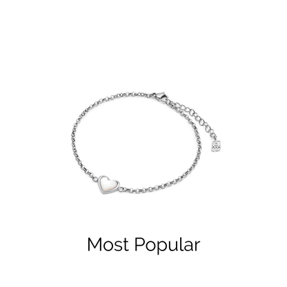 Mother of Pearl Heart Bracelet (Silver)