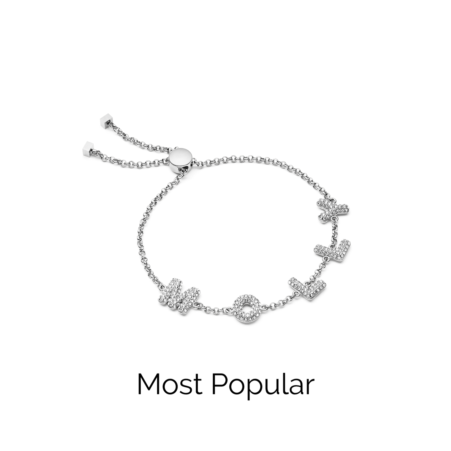 Spotlight Pave Bubble Name Bracelet (Silver)