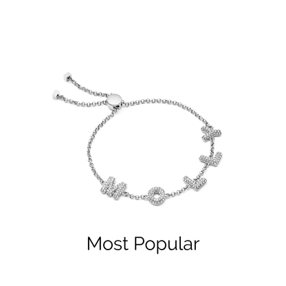 Spotlight Pave Bubble Name Bracelet (Silver)