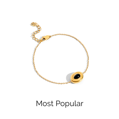 Black Onyx Molten Bracelet (Gold)