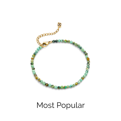 Layering Green Turquoise Beaded Bracelet (Gold)