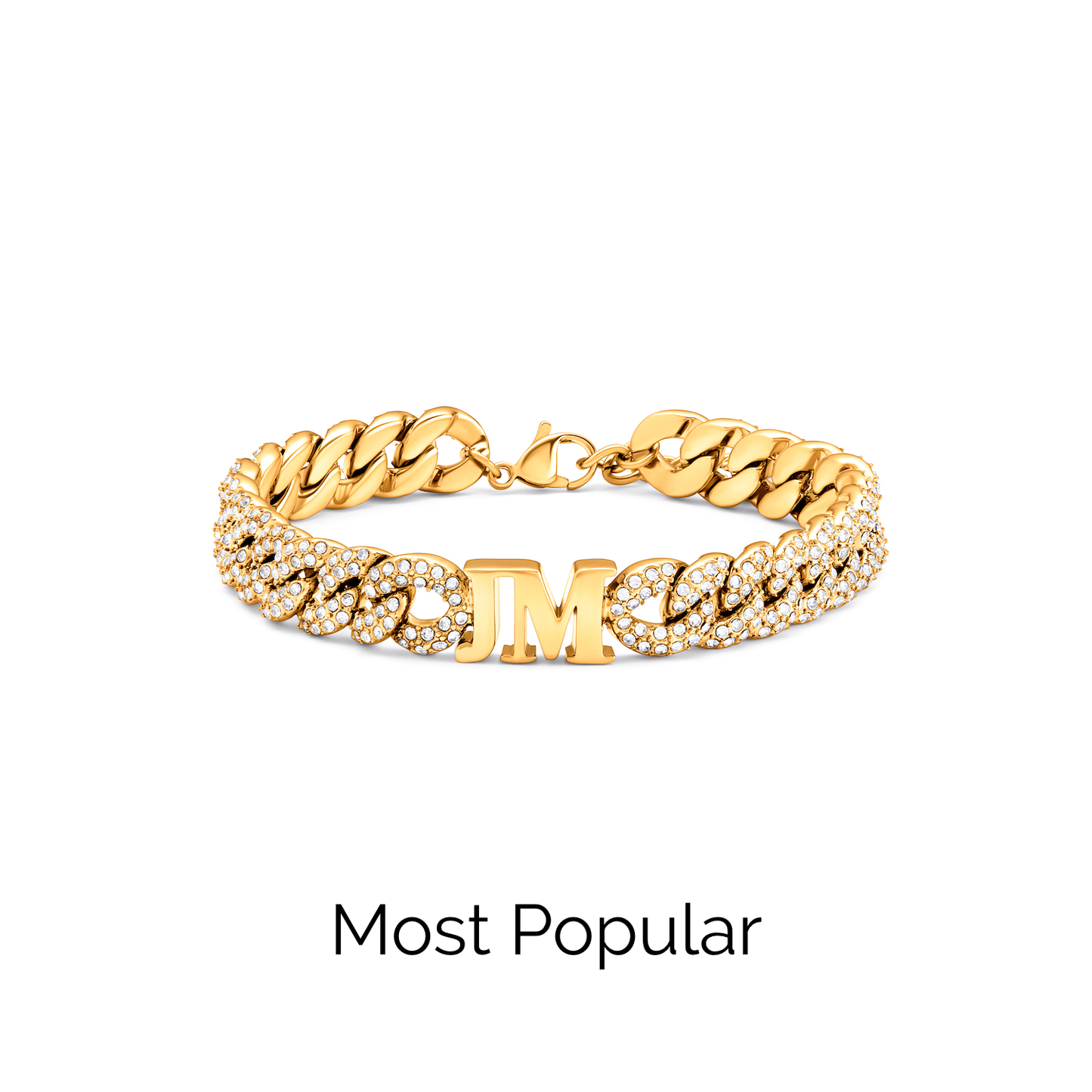Pavé Initial Curb Bracelet (Gold)