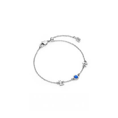 Made Mine Initials & Birthstone Bracelet (Silver)