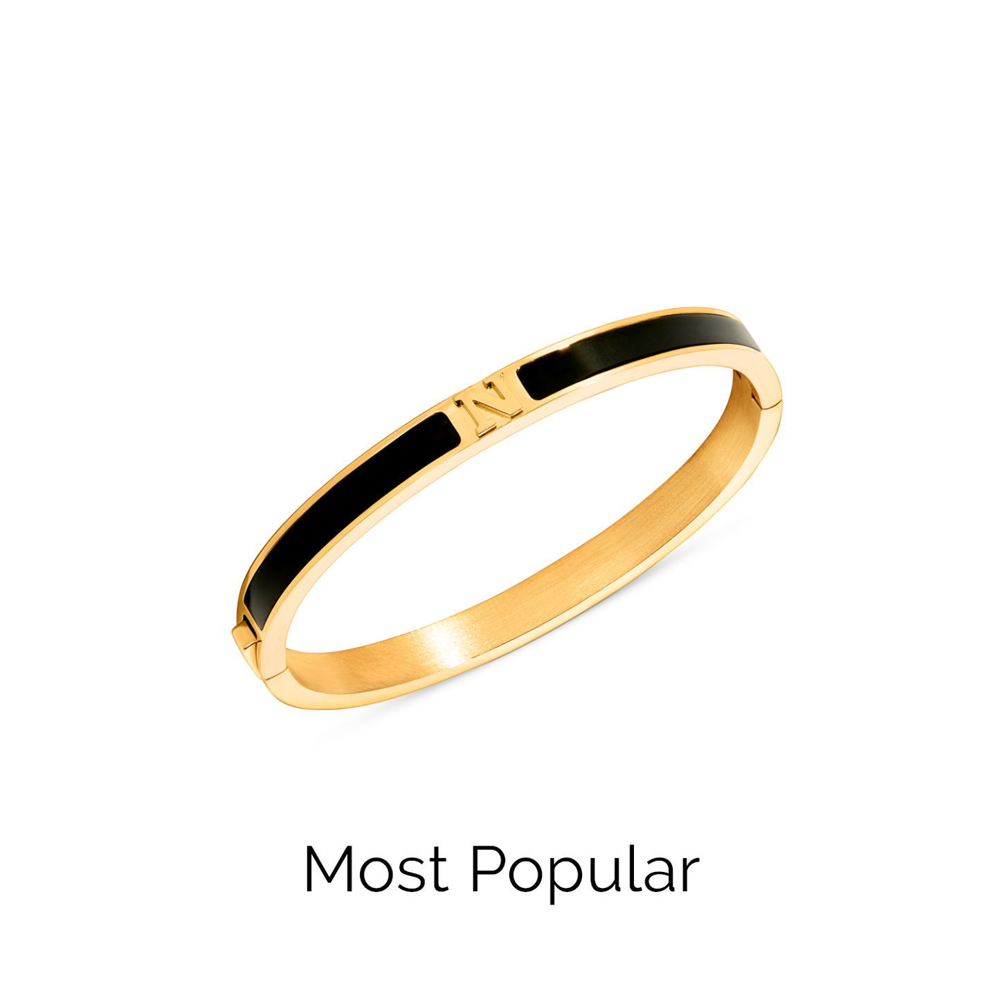 Mini Icon Black Initial Bangle (Gold)