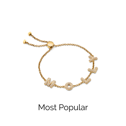 Spotlight Pave Bubble Name Bracelet (Gold)