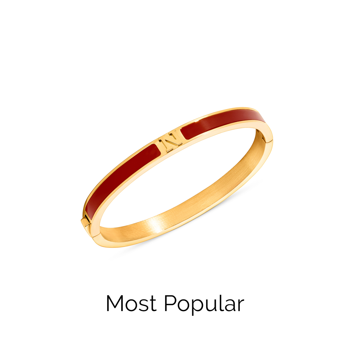 Mini Icon Burgundy Initial Bangle (Gold)