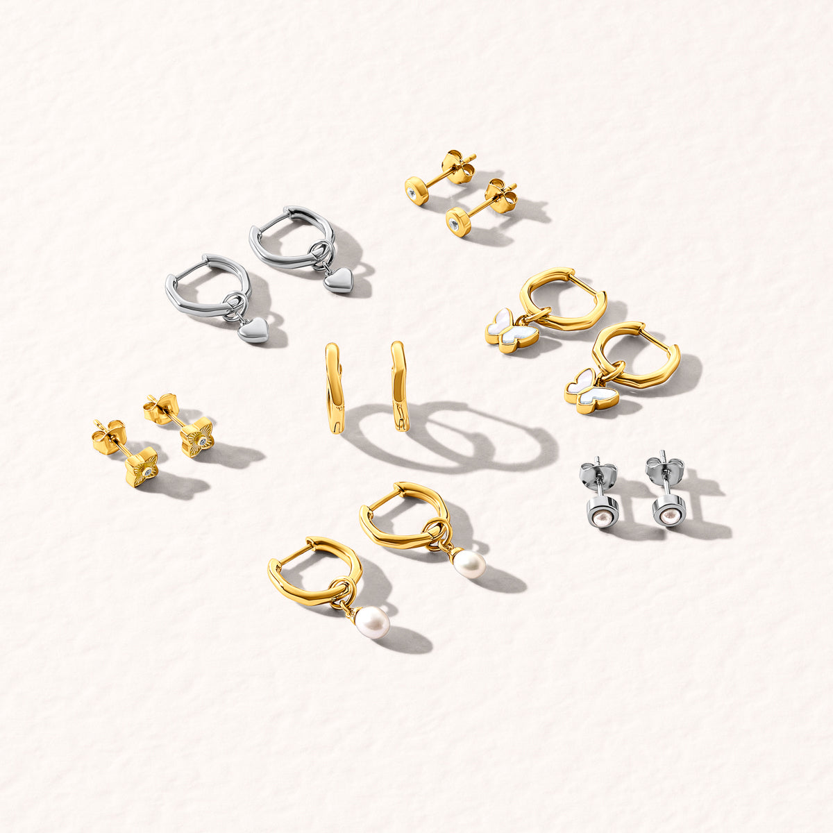 Fine Molten Heart Huggie Earrings (Gold)