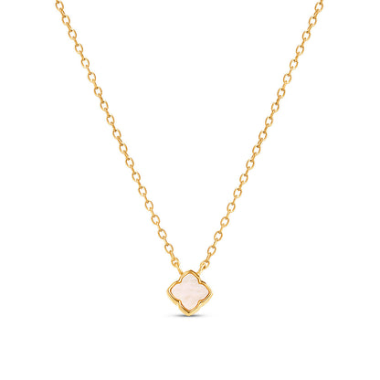 Fine Mini Pearl Clover Necklace (Gold)