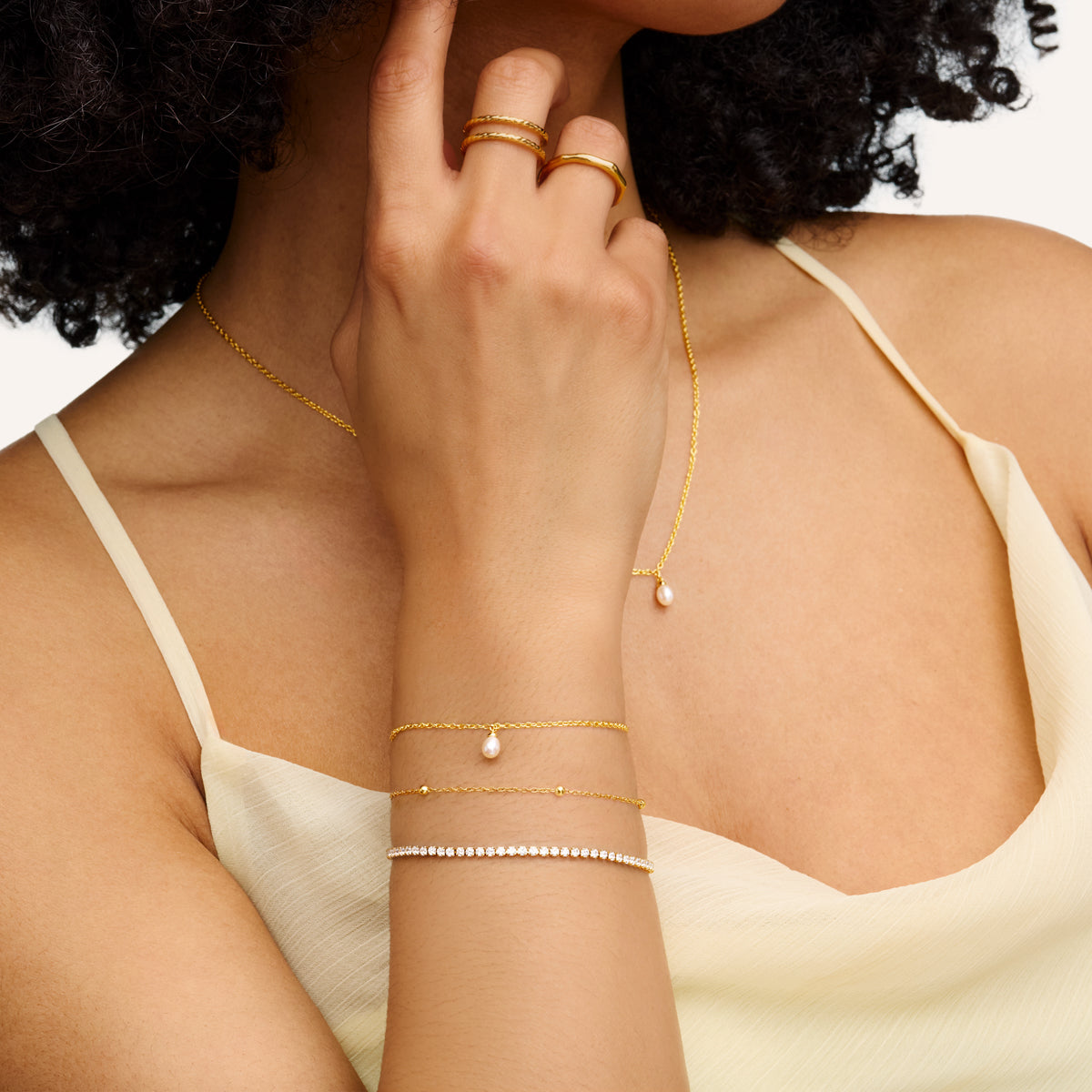 Mini Tennis Chain Bracelet (Gold)