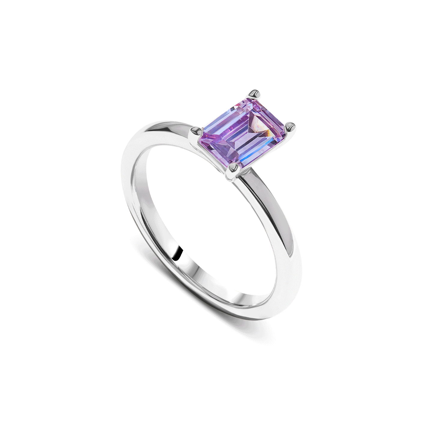 Birthstone Emerald Cut Legacy Ring 1ct (Silver)
