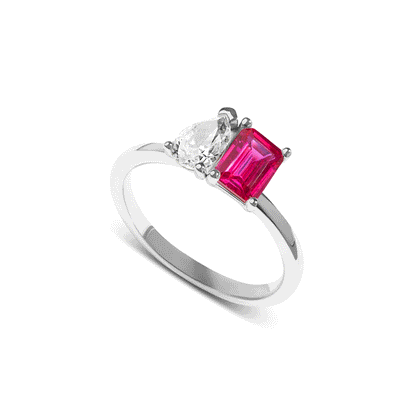 Custom Toi Et Moi Birthstone Legacy Ring (Silver)
